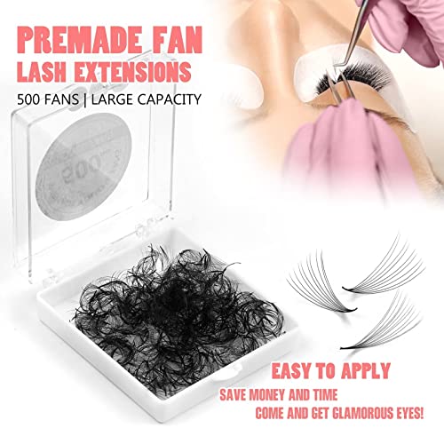 500pcs Premade Fans Volume Eyelash Extensions, Handmade Loose Lashes Premade Lash Extensions Fans, 9D/10D/12D 0.05